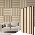 TONOR Lot de 20 Panneau Muraux Decoratif Intérieure de Bois, 60 x 30cm - 3,6m², Panneaux Acoustiques 3D, Tasseau Bois Insonorisants pour Decoration Murale, Salon, Chambre, Bureau, Chêne