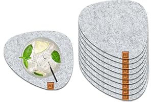 Miqio® Designerskie podkładki filcowe Stone | 10 szt. | 13 x 11 cm, ekologiczne podkładki pod szklanki z filcu Oekotex, 10 podstawek na napoje, szklanki, świece, filiżanki, bar, dekoracja stołu, kolor