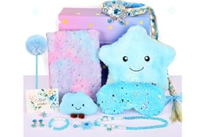GEEKEO Bambina Regalo 6 7 8 9 10+ Anni, Frozen Regalo Bambina Diario Segreto Peluche Cuscino Gioielli Portamonete Principesse Fascia Capelli Mascherina per Dormire Set Regalo per Compleanno Regali Ragazza