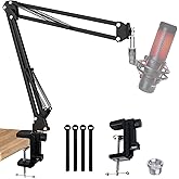 SUNMON Microphone Stand Compatible with HyperX QuadCast Microphones, Universal Microphone Arm for Metal Desktop Clip, Table M