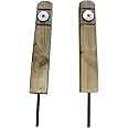 2 x 18 inch (45cm) Timber Reflective Keep Off Grass Verge Posts Boundary Markers, Push in Ground