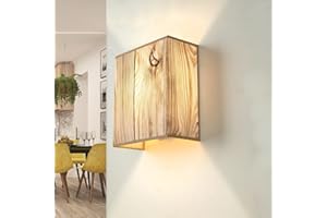 Licht-Erlebnisse Lampada da parete in tessuto Loft corridoio camera da letto Modern K/ALICE/IV, tessuto, metallo, Effetto legno, Rettangolare, E27