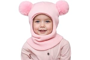 AYPOW Cappello Passamontagna Invernale Caldo per Bambini da 0.5 a 6 Anni, Set Berretto Sciarpa Maglia Termica Antivento Multifunzione per Bambine Bambini Neonati, Cappuccio Berretti Sciarpa Cappuccio