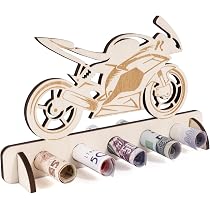 Cadre Cadeau En Forme De Moto En Bois - 18x10cm, 5 Trous Pour Billets Roulés - Cadeau Anniversaire Créatif Pour Fan De Moto