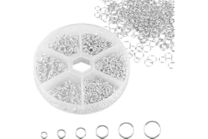 TIKPLUS Biegeringe Edelstahl, Biegeringe Silber 3-8 mm, Spaltringe Schmuckherstellung, 1050 Stück Metall Sprungringe Set, Reparatur Kettenringe Schmuck, DIY Sprung Ringe für Halskette Armbänder (Silver)