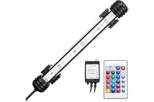 GreenSun LED Lighting Aquarium Light,Submersible Fish Tank Lights with Remote,12V 9 LEDs 5050SMD Underwater Strip Light for Fish Tank, RGB 18cm/7 Inches
