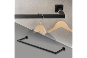 ‎ML DESIGN MODERN LIVING ML-Design Kleiderstange Rechteck für die Wand, T30cm x B110cm, Schwarz, aus Stahl, rostfrei, Garderobenstange U-Form, Kleiderständer Wandmontage, Kleidergestell Garderobenhalter, inkl. Montagematerial