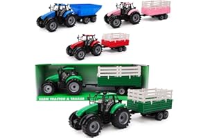 Toyland® Tractor agrícola con fricción Verde con Remolque - Boys Farm Toys