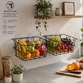 Decorelax 21x21 cm Yapışkanlı Duvar Sepeti 2'li Set - &Ccedil;ok Ama&ccedil;lı Delmesiz Mutfak ve Banyo Organizer Tel Sepet Avantaj Paketi 