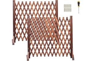 uyoyous 2 Stück Verstellbar Rankgitter Holzzaun Ausziehbar Hunde Zaun bis 160cm Zusammenfaltbar Variabel Ausziehbares Treppenschutzgitter, Scherenzaun Kletterhilfe, Freistehend Garten Balkon Terrasse