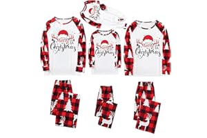 DKLOVIFU Weihnachtspyjama Familie Set Kuschelig Matching Schlafanzug Damen Herren Partner Baumwolle Christmas Pyjama Kinder Jungen Mädchen Familie Pyjamas Weihnachten Bedruckte Nachtwäsche