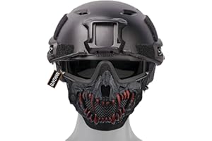 QJYZHAN Casque Tactique PJ Airsoft Rapide/Crâne Pliable Masque Airsoft Lunettes Tactiques avec 3 Lentilles De Couleur/Convient pour CS/Chasse/Paintball/Tir