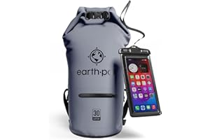Earth Pak – Wasserdichter Packsack mit Schultergurt und wasserfester Handyhülle – Ideale Rolltop Tasche beim Kajak Fahren, Wandern, Camping, Angeln, Bootfahren und Rafting