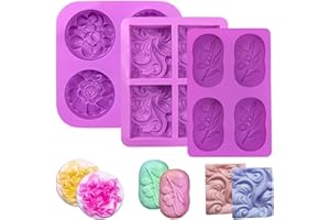 LdawyDE Seifenformen Silikon, 3 Stück 4 Cavities Seifenform Silikonform Antihaft SIlikonformen Gießformen Seifen Formen für DIY Hand Made, Leicht zu Entfernen