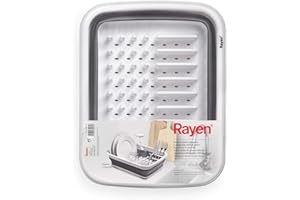 Rayen | Scolapiatti Pieghevole | Organizzazione Efficiente | Risparmio di Spazio | Fori di Drenaggio | Piedini Antiscivolo | Misure: Esteso: 37,7 x 29,3 x 11,5 cm, Piegato: 37,7 x 29,3 x 5 cm