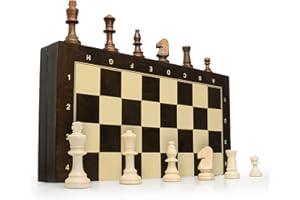 ChessEbook Jeu D'échecs en Bois Pliable Fait Main, Chess, Echecs, Jeux de Stratégie, Échiquier en Bois 48x48 cm