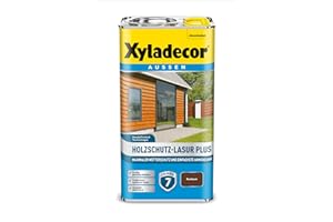 Xyladecor Holzschutz-Lasur Plus, Maximaler Wetterschutz und einfachste Anwendung, Nussbaum, 4 l