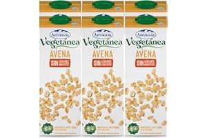 Central Lechera Asturiana - Vegetánea Bebida de Avena Sin Azúcar Añadido, Pack de 6 Briks de 1 Litro con Tapón de Rosca, 6 x 1L, 6000 Mililitros