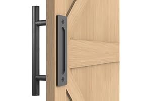 SZZHIYONG Tirador Puerta Corredera Exterior Interior, 31 cm Tiradores Puertas Correderas Negros Vintage, Manija Puerta Empotrado para Puertas de Garaje, Granero, Cobertizo, Jardín, Armario, con Tornillos