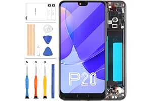 LADYSON Bildschirm Ersatz für Huawei P20 EML-L09 EML-L22 EML-L29 EML-AL00 LCD Display Touch Panel Digitizer Glas Montage Reparatursets mit Rahmen (schwarz)