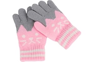 JIAHG Kinder Fingerhandschuhe Winter Warm Handschuhe Fäustlinge Kinder Strickhandschuhe Süß Gloves Skihandschuhe, 3-8 Jahre alt, Mädchen Vollfinger Handschuhe
