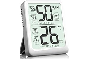 Antonki Room Thermometer, Digital Small Hygrometer Indoor Thermometer Humidity Gauge, Temperature Humidity Meter with Max/Min Record Monitor Sensor for Home, Plants - Battery Included