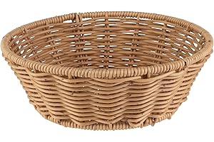 APS 40340 COVE Corbeille ronde tressée beige en polypropylène, récipient en osier pour petits pains ou aliments, diamètre : 20 cm, hauteur : 7 cm, beige