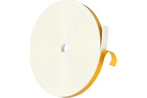 UPSEN Samoprzylepna taśma uszczelniająca do drzwi i okien, 12 mm (szer.) x 1,5 mm (średnica) / 10 m (L) piankowa uszczelka do drzwi, gumowa uszczelka chroniąca przed zimnymi