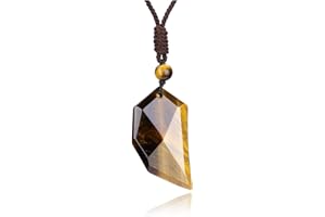 JSDDE Natural Crystal Faceted Necklace Healing Crystals Quartz Gemstone Pendant Necklaces for Men Women Christmas Gift