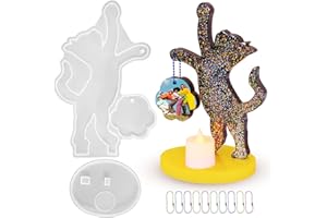 TUXUZAL Bougeoir en silicone - Moule à bougie - Moule en résine époxy - Chat - Moule en silicone - Moule en silicone - Moule en silicone pour bougies - Moule en plâtre