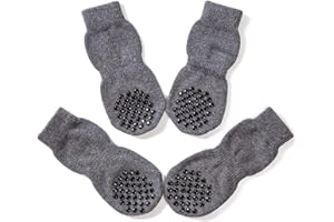 Akopawon 4 Pezzi Calzini Antiscivolo per Cani e Gatti Proteggi Zampe Calzini Controllo trazione per Interni, Calze per Cuccioli Cane e Gatto con Rinforzo in Gomma,Taglia S - 4XL per Cani 1.0-36.0kg