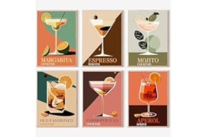 JATOK 6 Pack Paint by Numbers for Adults, Painting Kits for Beginners On Clear Colored Canvas, Easy DIY Acrylic Pigment Drawing Paintwork for Home Wall Decor, Cup 20x30cm/8x12in (no Frame