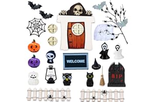 GUGATAD Decoraciones de Halloween de Casa de Muñecas,Miniatura Accesorios de Decoración de Halloween,Decoración para Casa de Muñecas de Halloween Miniatura Araña Murciélago Calabaza etc