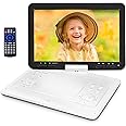 16.9'' Portable DVD Player with 6 Hrs Battery, 14.1'' HD Swivel Screen DVD Player Portable, New Screen Button Design, High Volume Speakers, Support Sync TV/Region Free/Multiple Discs, White