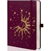 MGGAO Sun &amp; Moon Journals for Women Men, A5 Hardcover Notebooks | 318 Numbered Pages, 100gsm Thick Paper, Ribbon, Ruled Noteb
