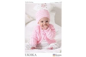 Double Knitting DK Pattern for Long Short Sleeved Baby Cardigans Hat & Blanket (UKHKA 112)