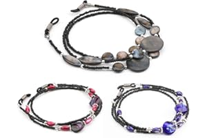 Hifot 3 Pezzi Catena Occhiali di Perline, Regolabile Laccio Occhiali da Sole, Cinturino Occhiali da Lettura Antiscivolo Collo Cordini Occhiali per Donna, 70cm