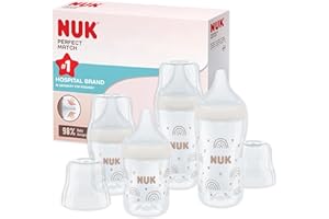 Tétines pour biberons NUK Perfect Match, 0+ mois, S’adapte au palais de bébé, Évent anti-coliques, Sans BPA, TÉTINE S en silicone pour biberons, 2 pièces