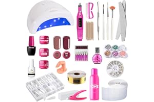 ACOL Kit Ricostruione Unghie Professionale Completo: Lampada LED UV 48W, Gel Colorati, Fresa 20000 Giri, Accessori per Nail Art Completi