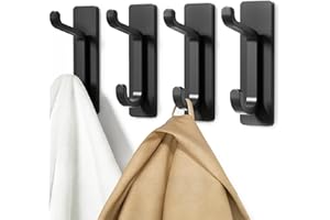 Gancho Adhesivo De Pared, Soporte Para Toallas De Baño, Gancho Para Toallas De Cocina, Gancho Adhesivo Para Abrigos, Accesorio De Pared Sin Taladrar, Impermeable, Inoxidable, Negro, 4 Piezas