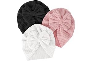 DRESHOW 3 PCS Sombreros y Gorras para Bebés Niño Niña Infantil Turbante Niño Bebé Nudo Sombrero Beanie Gorro
