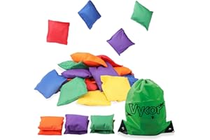 VYKOR 18 Pieces Bean Bags Kids Throwing Cornhole Bean Bags Nylon Sack Tossing Sports Outdoor Family Games Carnival Toy Party Game Bean Bag Toss Game for Boy Girl Adults（10cm）