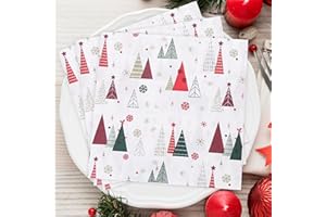 WENTSENT Christmas Napkins, 40 Pcs Christmas Tree Serviettes, Xmas Tissue Paper Napkins, Christmas Dinner Party Napkins, Festive Tableware Disposable Decor(Christmas Z, 40P)