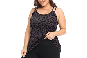 FOREYOND Women's Plus Size Workout Tank Tops Racerback Loose Fit Sport Athletic Tops Yoga Running Summer Shirts