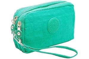 Btoon 3 Layer Zipper Nylon Wallets for Women Wristlet Bag Purse Waterproof Cell Phone Pouch Handbag
