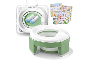 TYRY.HU Vasino Bambini Riduttore WC Bambini Portatile da Viaggio 2 Anni 3 in 1 Pieghevole Interno Esterno Toilette Sedile del Water Addestramento con Borsa da Viaggio Verde