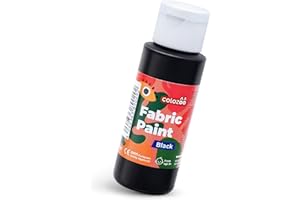 colozoo Pintura Textil Negra 60ml Lavable a máquina | Pintura textil de alta cobertura para tejidos claros y oscuros | Pintura textil para ropa, camisetas, bolsos, vaqueros