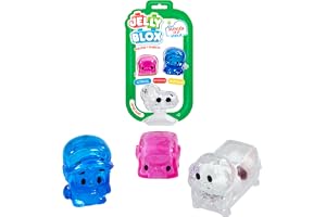Bizak Jelly Blox Farm Fun sensoriskt set med 3 mjuka och färgglada figurer, inkluderar 1 bonde och 2 djur, elastiska kläm- oc
