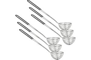 Unold 4874608 Fondue-Körbchen, 6x Kescher für Asia-Fondue 8746, Sieblöffel, Edelstahl Küchensieb mit Griffen, geeignet für da