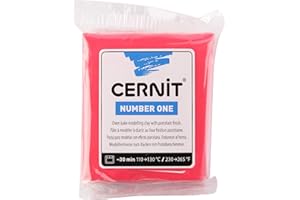 CERNIT CE0900056400C - Un Pain de Pâte Polymère Number one - Pâte à Modeler à Cuire - Couleur rouge - Bloc de 56 g